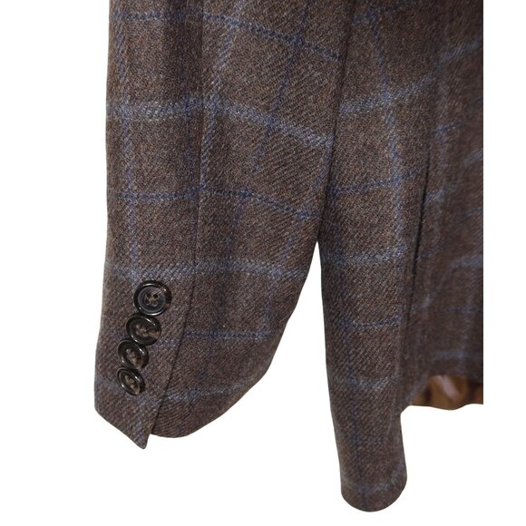 LAUREN RALPH LAUREN 100% Wool Plaid 2 Button Blazer 44R Charcoal Blue Preppy - Picture 5 of 11